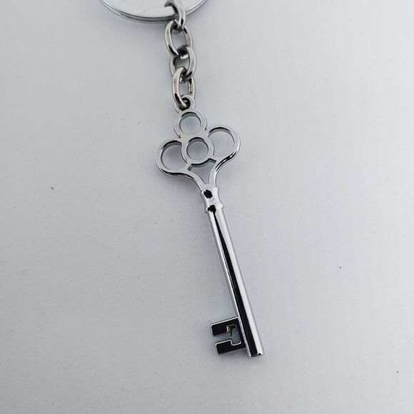 Silver Tone Skeleton Key Keychain - Picture 3 of 4